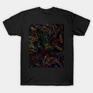 Colorful Neon Floral Patterns T-Shirt